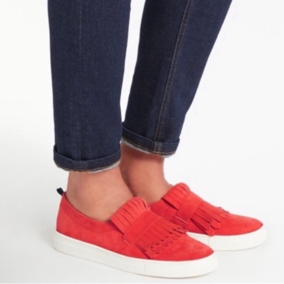Boden Rayna Fringe Slip On Fashion Sneaker - Size EU 41, US 10 - Orange Red - Picture 1 of 6